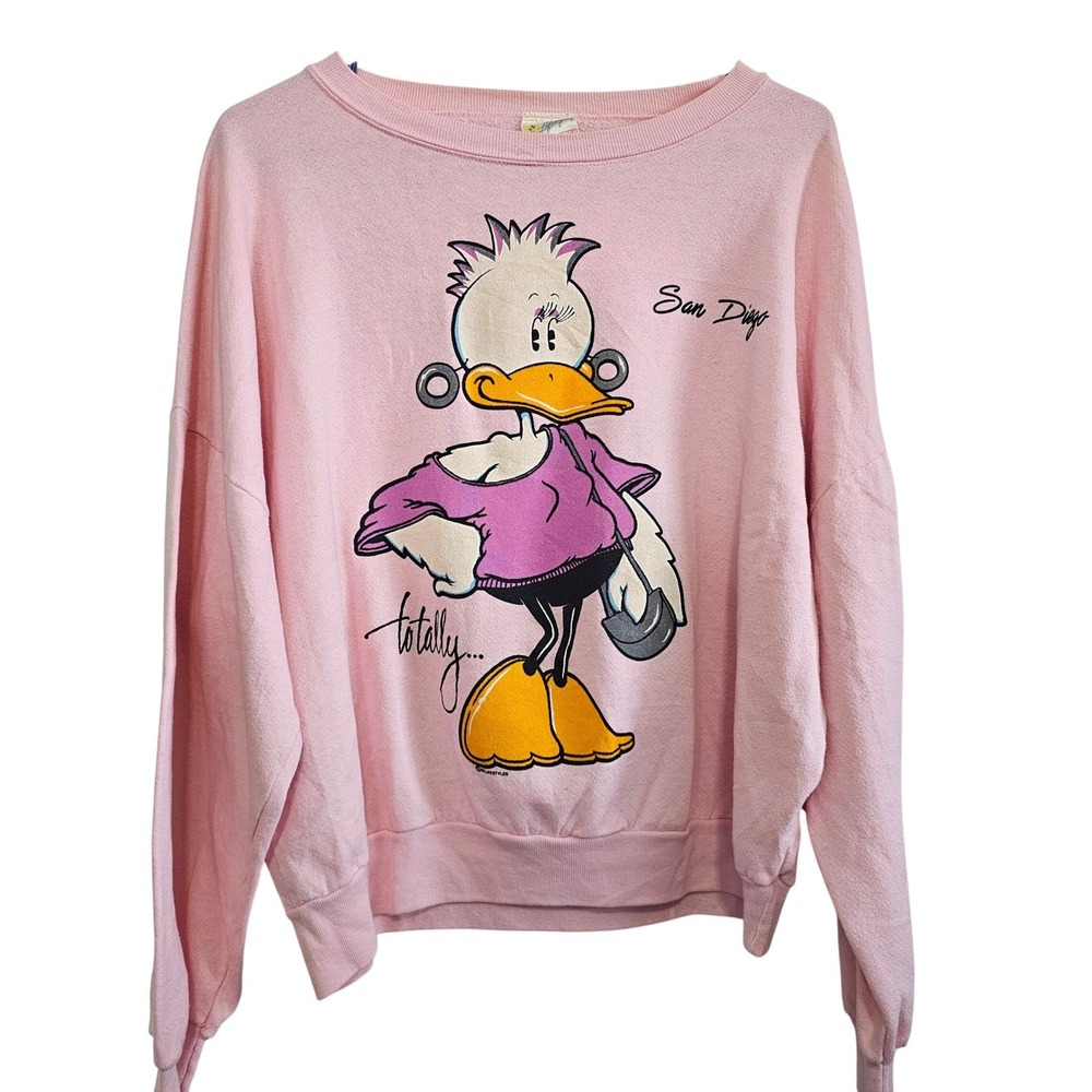 Vintage Lifestyles San Diego Totally Duck Pink Sweatshirt Made in USA‎ One Size